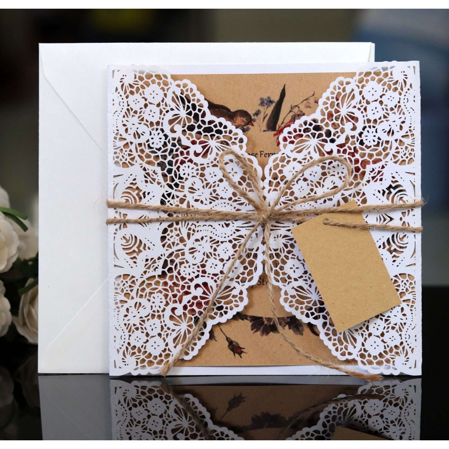 Brown Paper Card Laser Invitation Card Wedding Invitations Customization